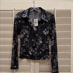 AFRM Black Floral Button Down Shirt